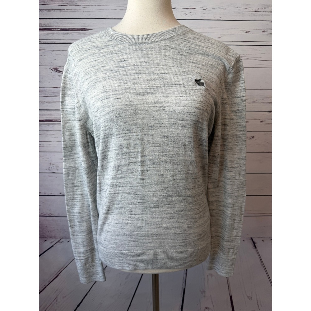 Abercrombie & Fitch Mens Sweater Moose size Small Gray Space Dye Pullover Y2K